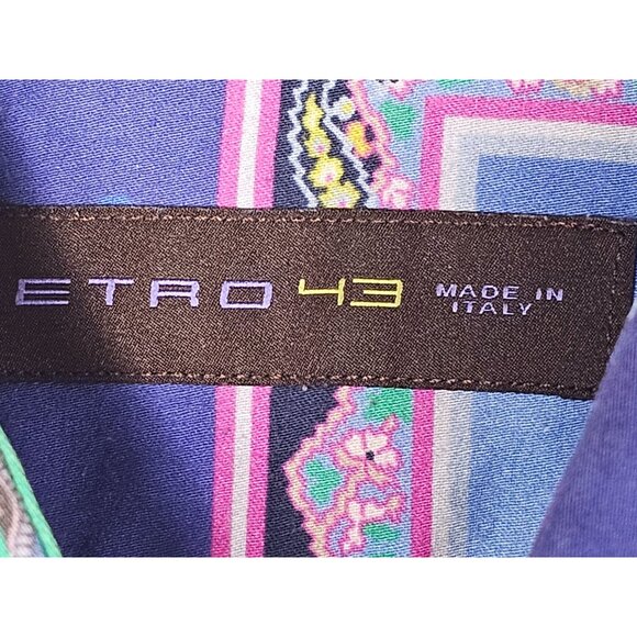 Etro Milano Floral Shirt Abstracto AOP Algodón L/S Hombre Botón Frontal Talla 43 - Picture 6 of 8